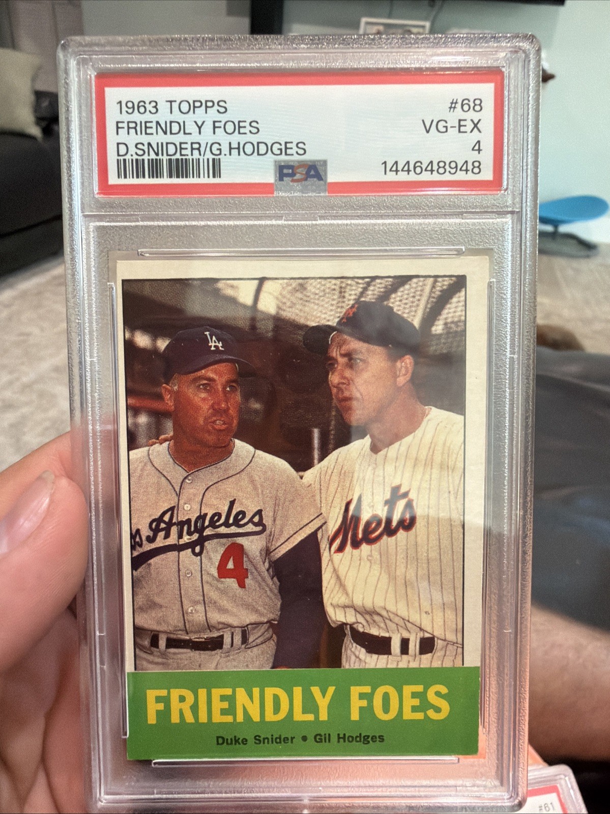 1963 Topps - Duke Snider, Gil Hodges #68 Vintage Baseball Card PSA 4