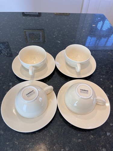 (4) Crate and Barrel Cup & Saucer Sets Nikko Reflection Japan Ecru Pale Yellow - Picture 13 of 13