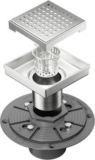 Neodrain 4-Inch Square Shower Drain with Removable Quadrato Pattern Grate, PVC S