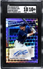 2020 Panini Donruss Optic Brandon Lowe SGC 10 w/10 Auto Pandora Prizm /25