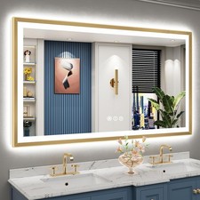 HD Tempered Glass, Memory, Dimmable, 3 Colors, Anti-Fog Metal Frame Lighted