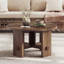 80cm Round Coffee Table Farmhouse Small Circle Center Table Accent Furniture