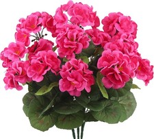 3 Pcs Artificial Geraniums Flowers Silk Geraniums for Outdoors UV Resistant R