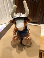 Build a Bear Texas Longhorn Cow W/Cap  Denim Bandana NEW W/TAG