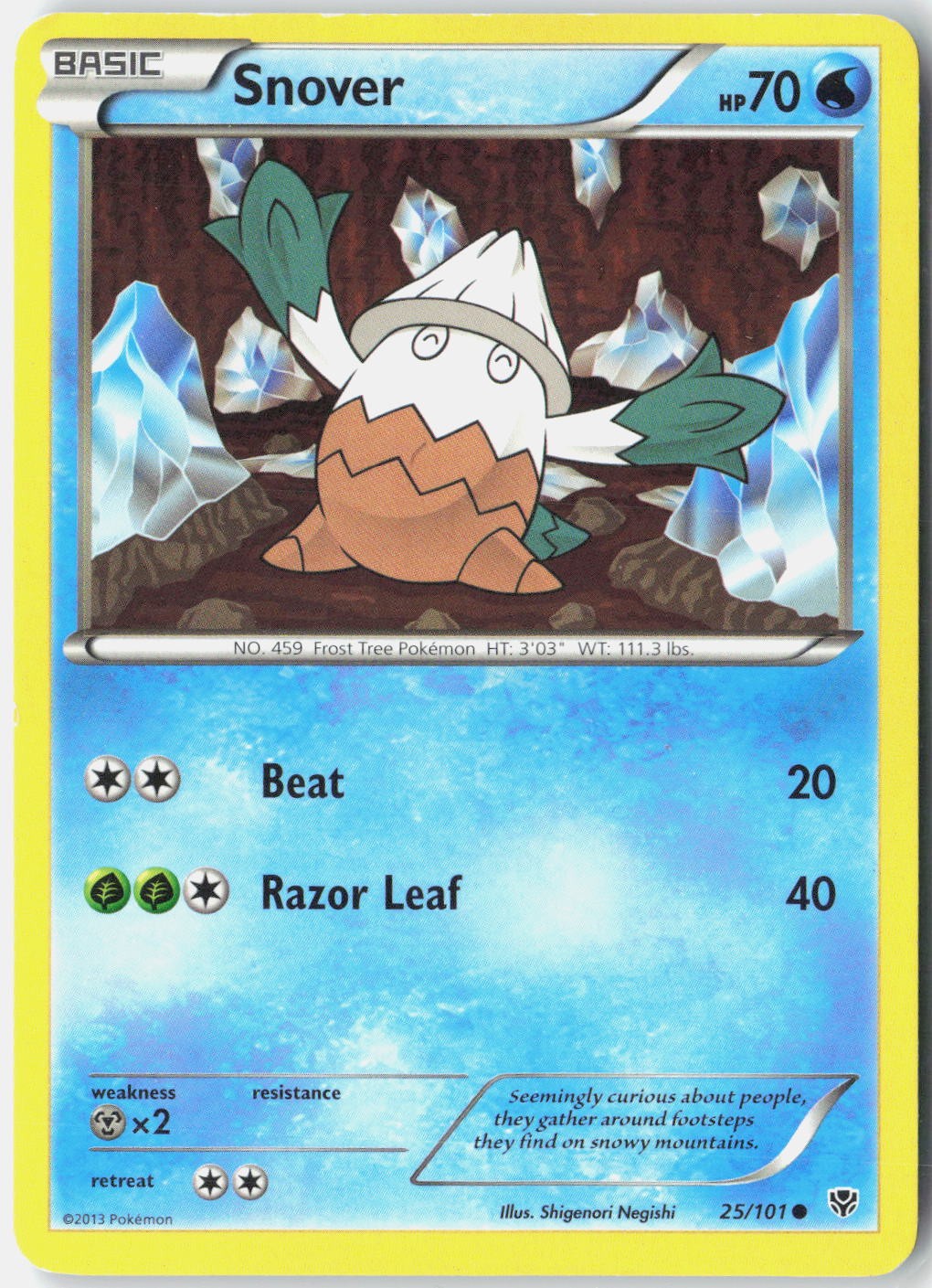 Snover Plasma Blast 25/101 Pokemon Card