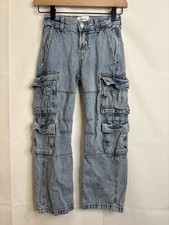 Abercrombie Kids Baggy Girls Size 7/8 Cargo Blue Jeans