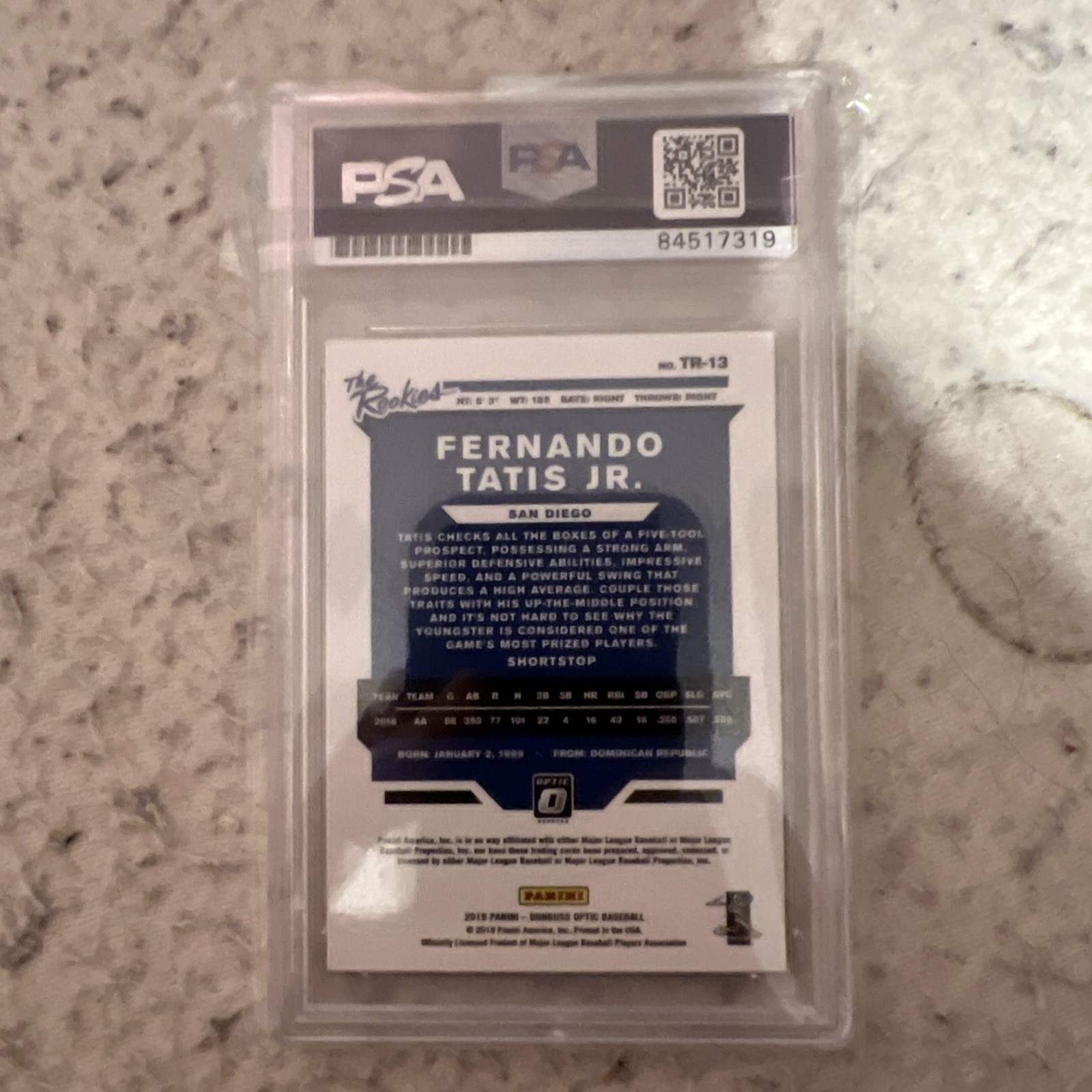 FERNANDO TATIS JR RC AUTO 2019 OPTIC “THE ROOKIES” Yellow Ink PSA Certified Auth view 2