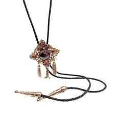 Vintage Bolo Tie Necklace Brown Molded Glass ...