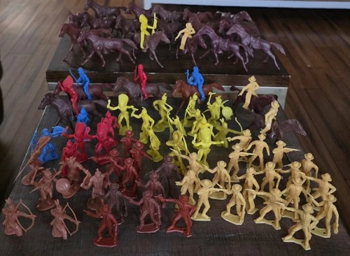 Vintage Marx MPC Toy Soldiers Cowboy Indian Horse Riders Lot Of