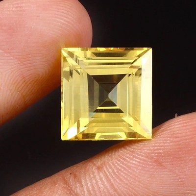 Natural Ceylon 12 Ct Yellow Sapphire Loose Princess Cut Certifed Gemstone