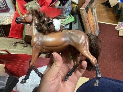 KID KORE 7'' BROWN TOY PLASTIC HORSE WITH HAIR MANE AND TAIL 1999
