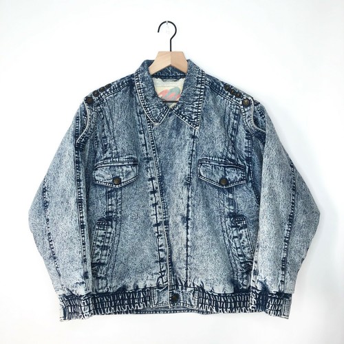 Vintage Acid Wash Denim Jacket Sherpa 