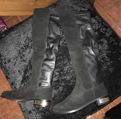 carvela polished flat knee boots