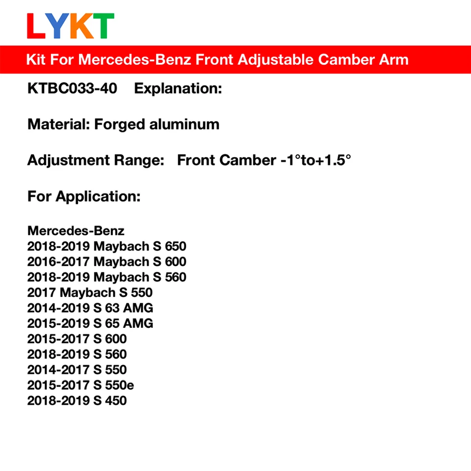 LYKT 4pcs Front&Rear Adjustable Camber Control Arms for Benz CL、S、Maybach S、AMG Foto 2 de 4