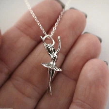 Ballerina Charm Necklace - 925 Sterling Silver Ballerina Dancer Ballet Dance 