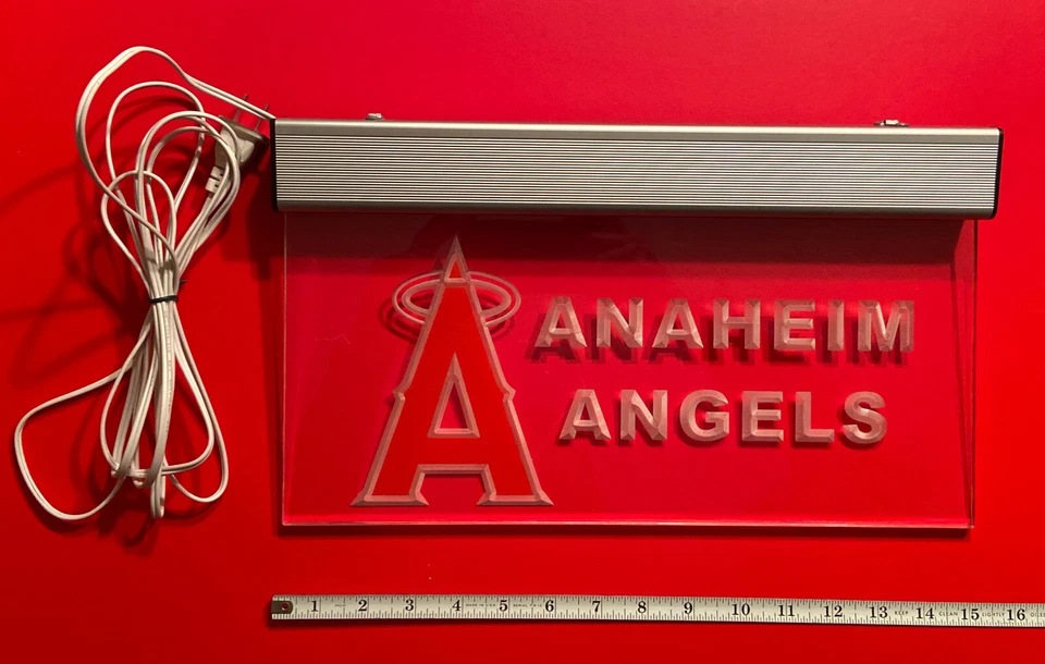 ANAHEIM ANGELS Large Hanging Light Up Etched Sign 15 Inches Long MLB Baseball - Image 4 of 4