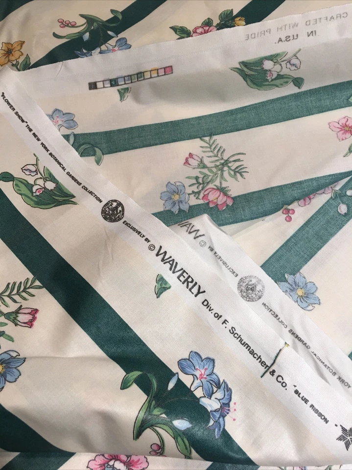 Waverly Schumacher Tela Crema CINTA VERDE Chintz 100% Algodón 4+ Yardas NUEVO Foto 3 de 4