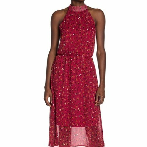 Red Superfoxx Halter Lurex Midi Dress 