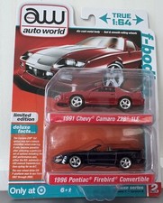 Auto World 2 Pack F- Bodies '91 Chevy Camaro Z28 1LE '96 Pontiac Firebird New