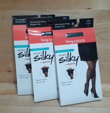3 PAIRS: Secret Silky CURVY SHEERS 10441 Ultra Stretch Pantyhose Jet Black 1 