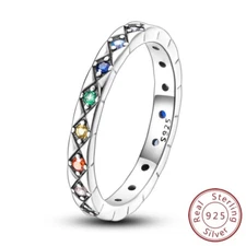 MULA S925 Sterling Silver Finger Ring Colorful AAA CZ Rhombus For Women Jewelry