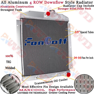 5100 4 Row Aluminum Radiator For 1947-1954 Chevy 3100/3600/3800 TRUCK PICKUP