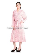 Indian Cotton Women Kimono Floral Printed Nightgown Sleepwear Designer Pink Robe