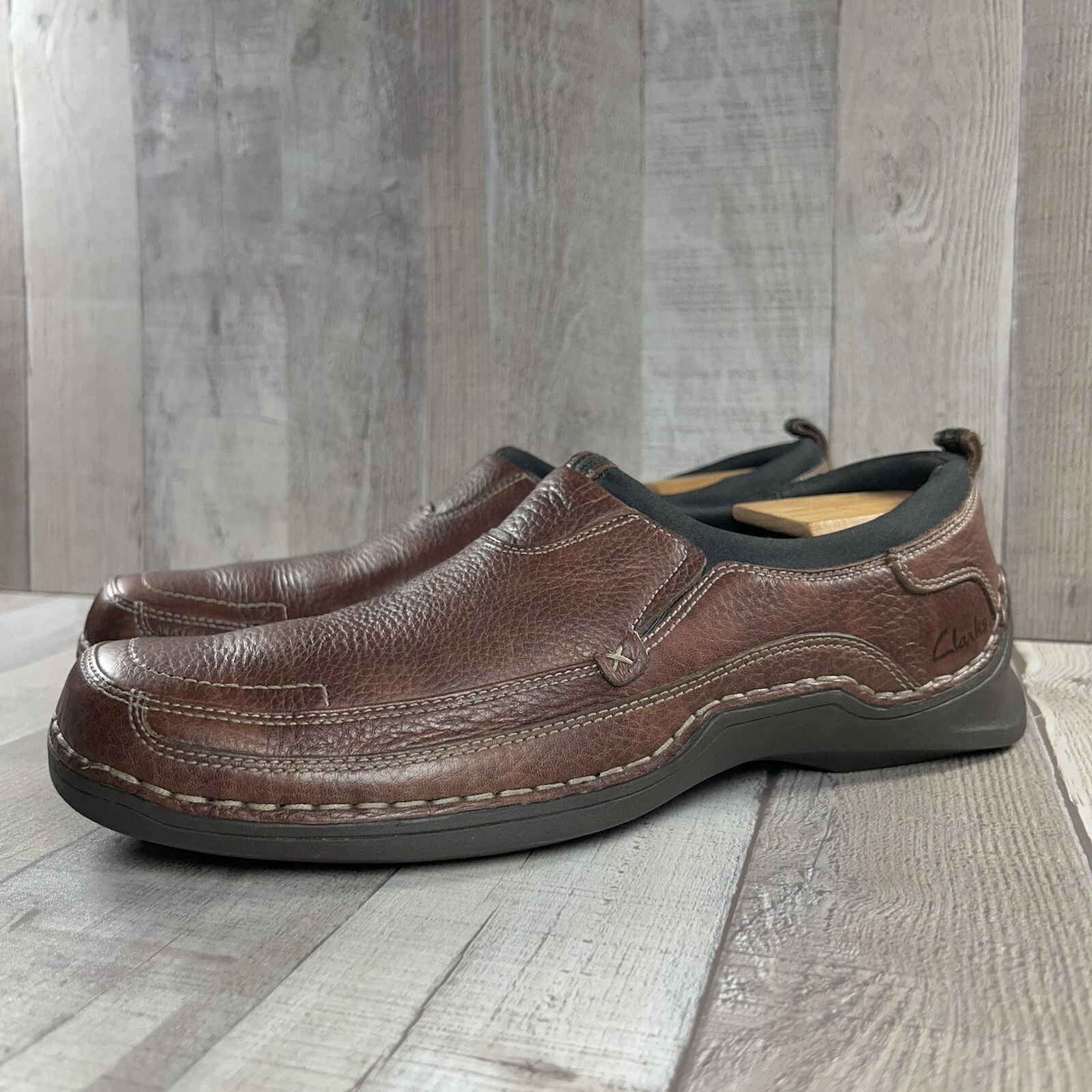 Mocassino casual da uomo in pelle Clarks taglia 9 5 marroni