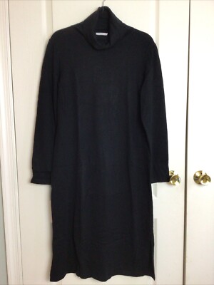 Isaac Mizrahi live black Long slv Stretchsplit hem Turtleneck ￼sweater dress M