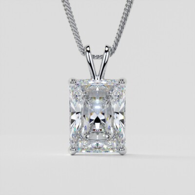 Lab Grown Diamond Radiant Cut Solitär Anhänger mit diamantgeschliffener Kabelkette