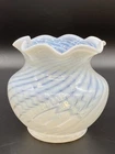 Fenton Opalescent Swirl Optic Glass Vase Ruffled Rim