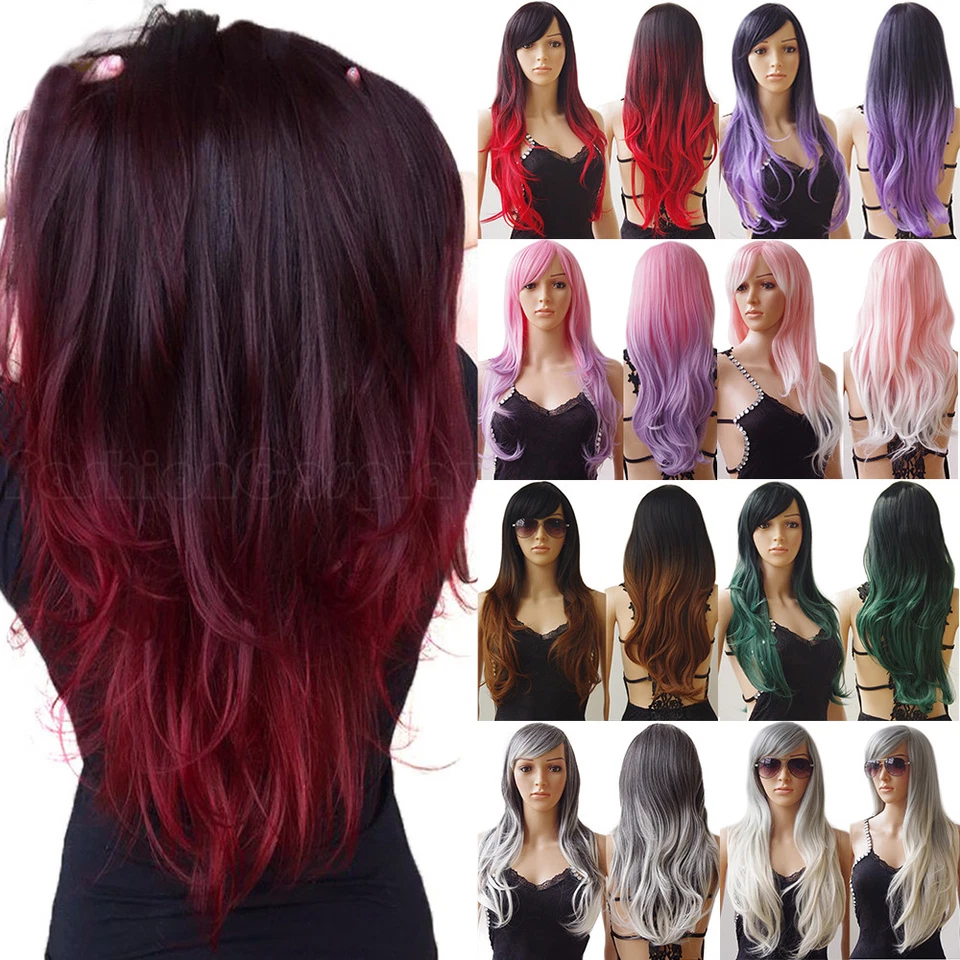 Moda Cosplay Peluca de Pelo Mujeres Larga Recta Rizada Fiesta Anime Disfraz Pelucas Completas Foto 4 de 4