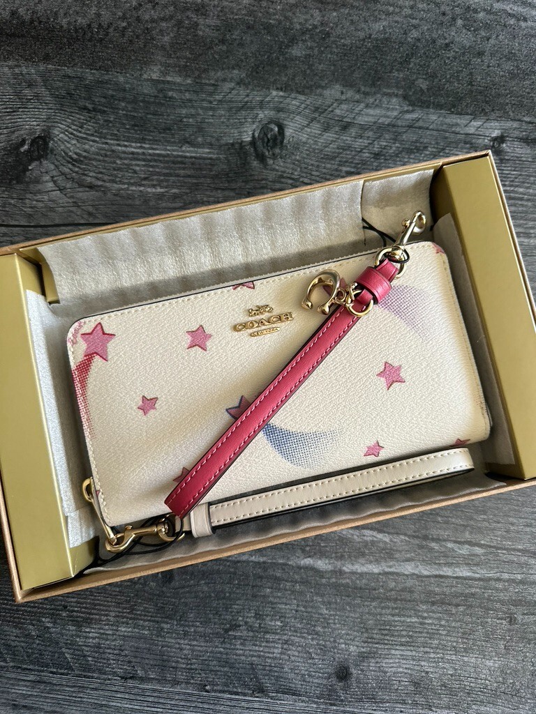 【Idang club】25ss star wallet BN Coach Boxed Disco Star Long Zip Around Wallet NWT C7351