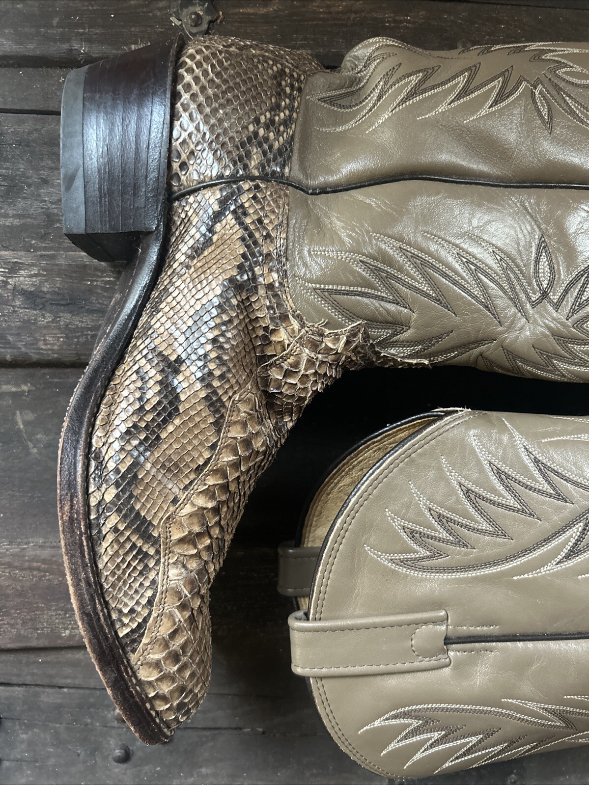 Size 9 EW Mens Python Dan Post Made In USA X Leat… - image 2