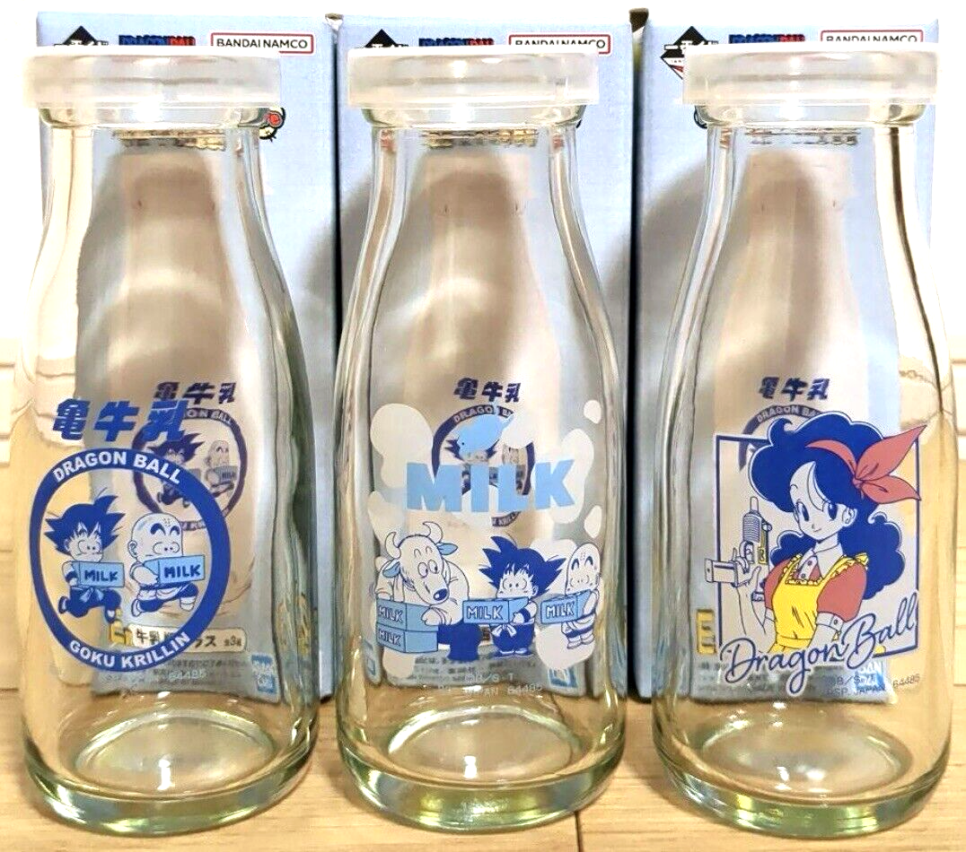 Dragon Ball Milk Bottle Glass 3 types set Ichiban Kuji Fantastic