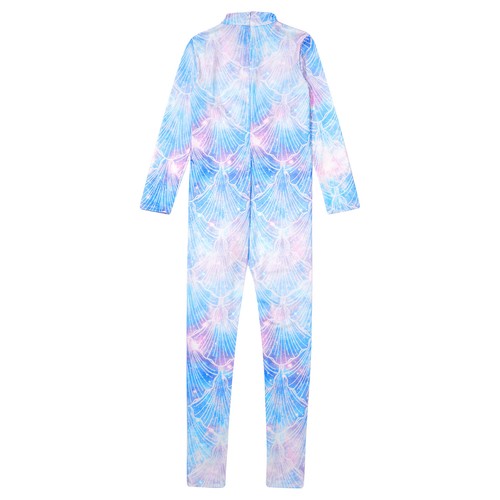 Kids Girls Mermaid Cosplay Costume Gymnastic Mermaid Jumpsuit Mock Neck Gym - Picture 38 of 71