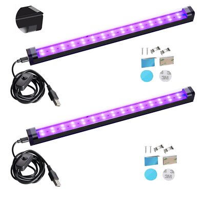 UV Black Light Bar Magnetic Mount for Glow Parties 2-Pack Fluorescent Effect