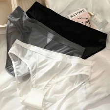 3packs Lot Sexy Womens See Through Panties Briefs Sheer Mesh French Underwear