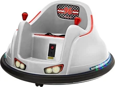 Flybar FunPark 6V Bumper Car for Kids Toddlers Electric Ride On Toys White Red