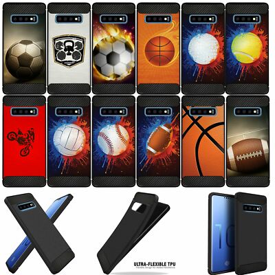 For Samsung Galaxy S10, Sports TPU Flexible Case Carbon Fiber Accents Cover