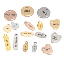 100pcs Customized Logo Stainless Steel Stamping Coin Charms Pendant tag Tail Tag