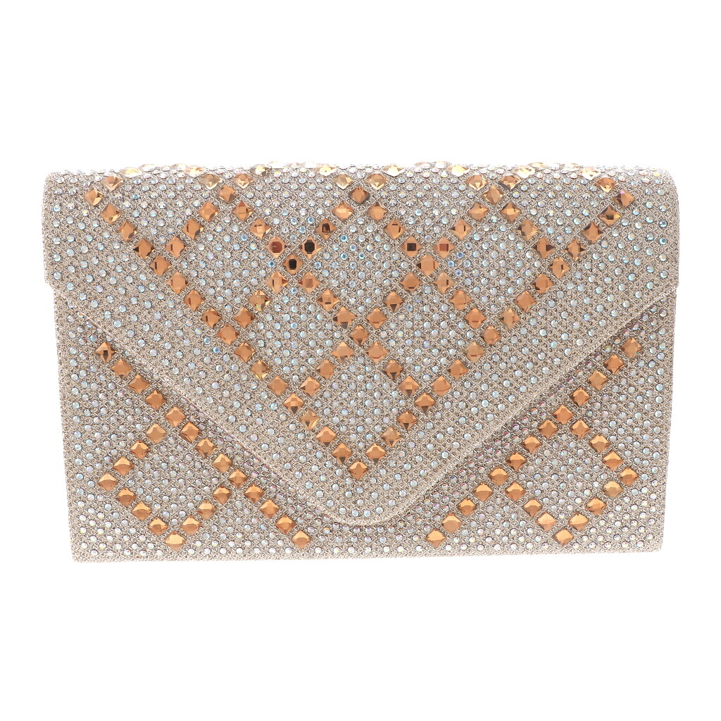 Gold Tone Fashion Glitter Fabric Rhinestone Clutch Evening Bag TLX038-GLD