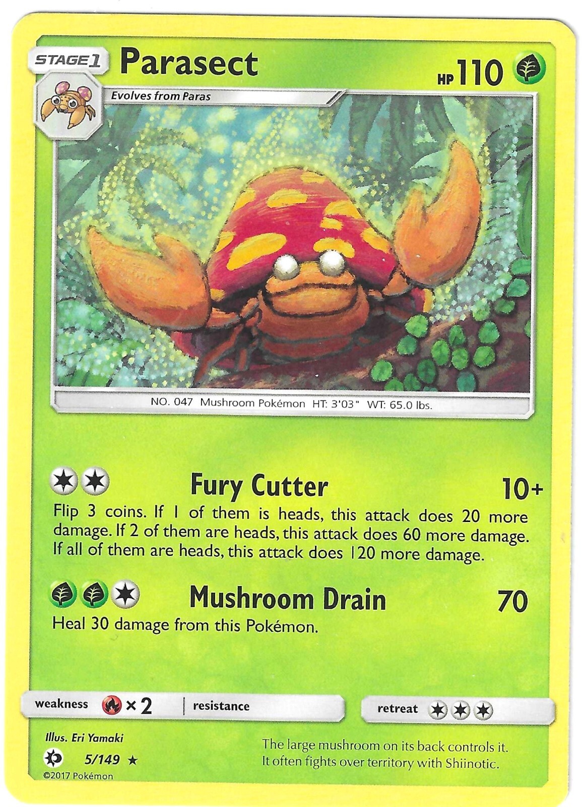 Pokemon  Sun & Moon Base Set RARE PARASECT 5/149 PACK FRESH