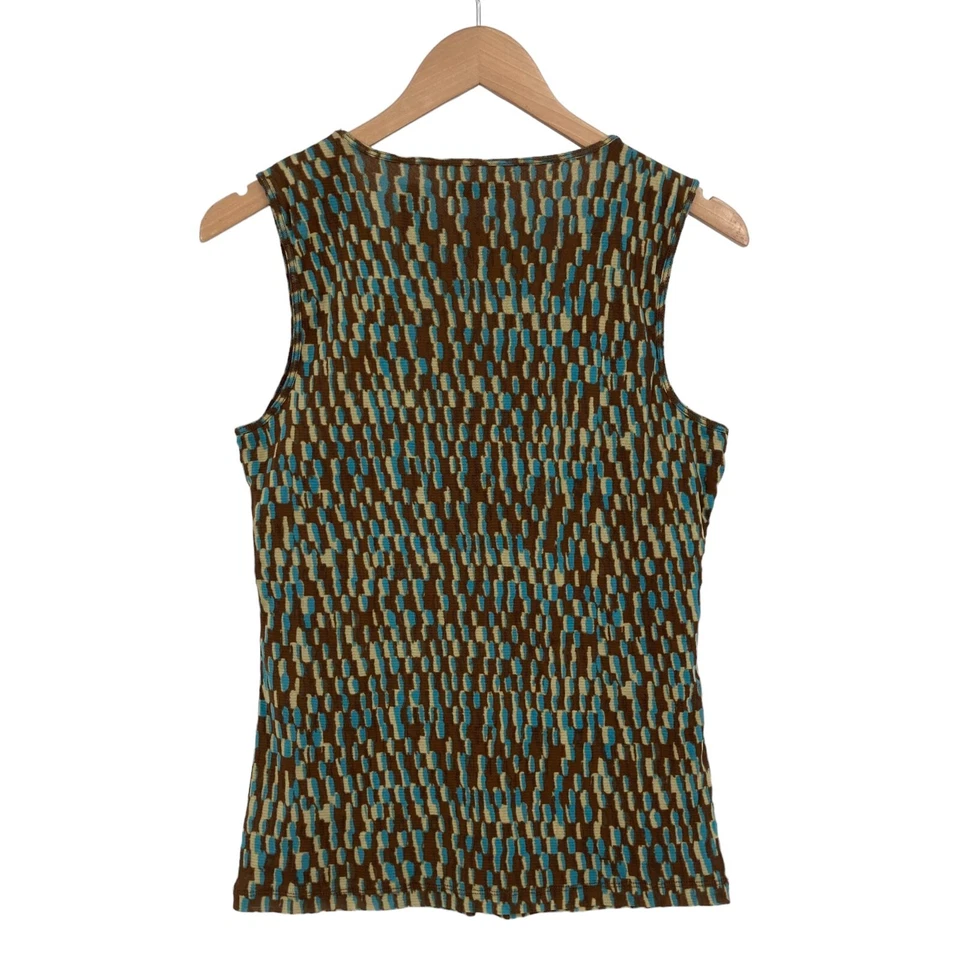 Liz & Co блузка верхний женщин средний мульти Geo печать без рукавов с подкладкой плиссированные V шеи - Изображение 2 из 4