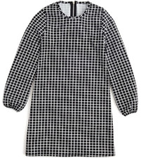  68.00 Aqua Girls' Windowpane Plaid Shift Dress, Black/White, M