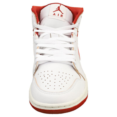 Nike Air Jordan 1 Mid Se Mens White Red Fashion Sneakers - 8.5 US