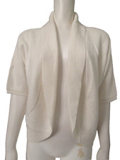 Lauren Ralph Lauren pearl cotton blend knit open front shawl collar shrug L NWT