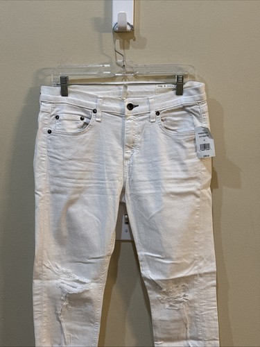 Rag & Bone Womens Dre White Raw Hem Denim Boyfriend Jeans Distressed Size 28 - Picture 4 of 14
