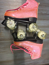 Pink Glitter High Top Quad Roller Skates Model Roller Skates Size 38