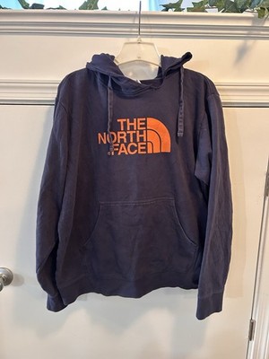 The North Face Mens Navy Blue Orange Drew Peak Hoodie Sweatshirt Outdoor Grunge